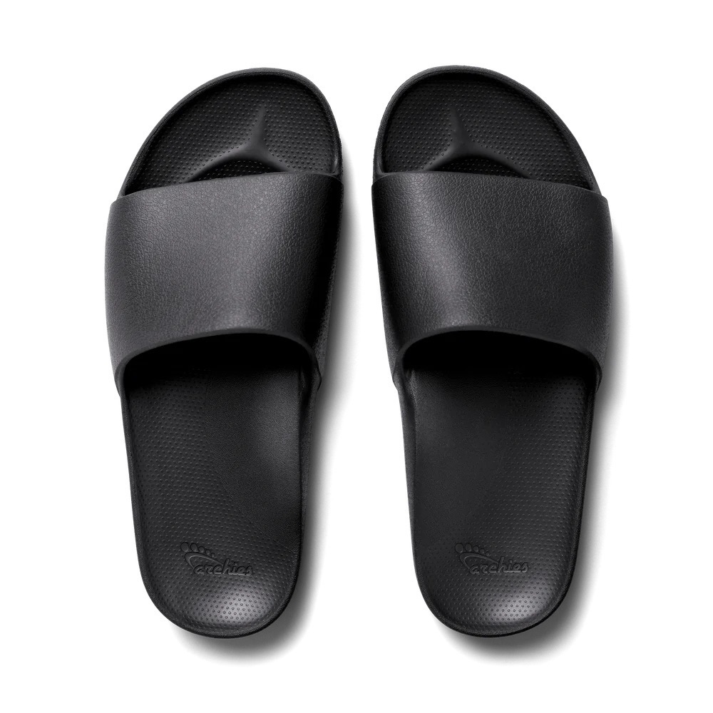 ARCHIES FOOTWEAR ARCH SUPPORT SLIDE BLACK